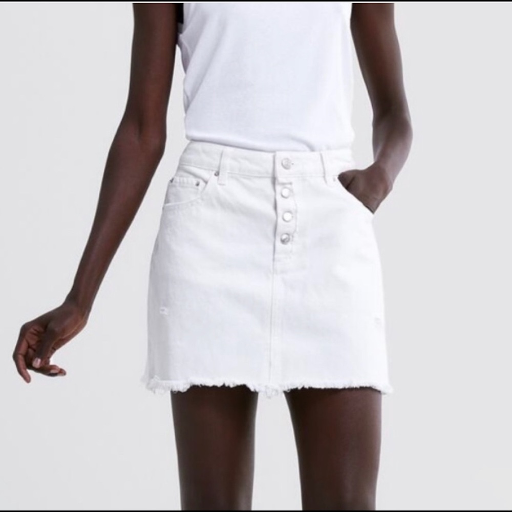 Zara white denim skirt